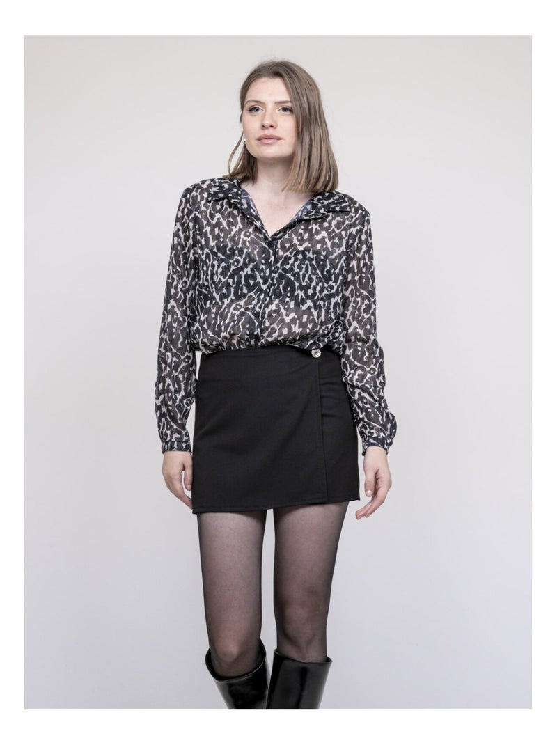 Blouse motif léopard ONESINE Noir - Kiabi