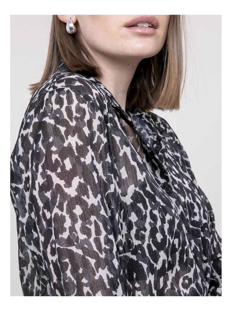 Blouse motif léopard ONESINE Noir - Kiabi