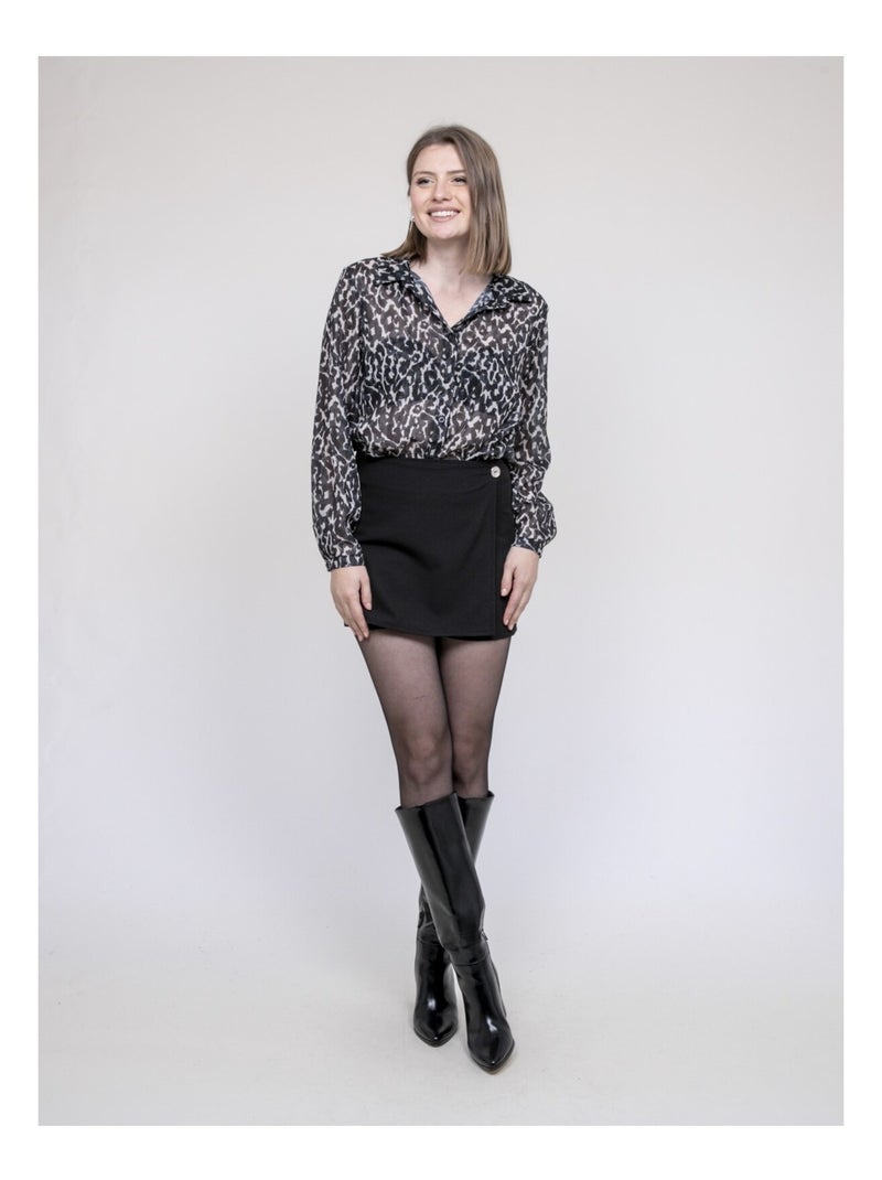 Blouse motif léopard ONESINE Noir - Kiabi