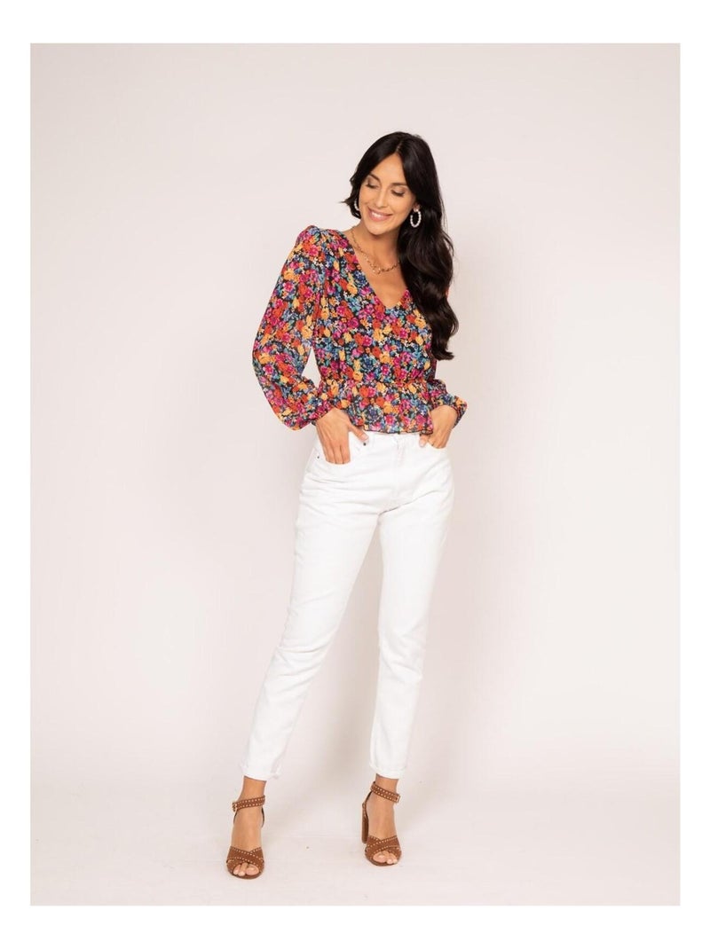 Blouse motifs FANOLA Blanc - Kiabi