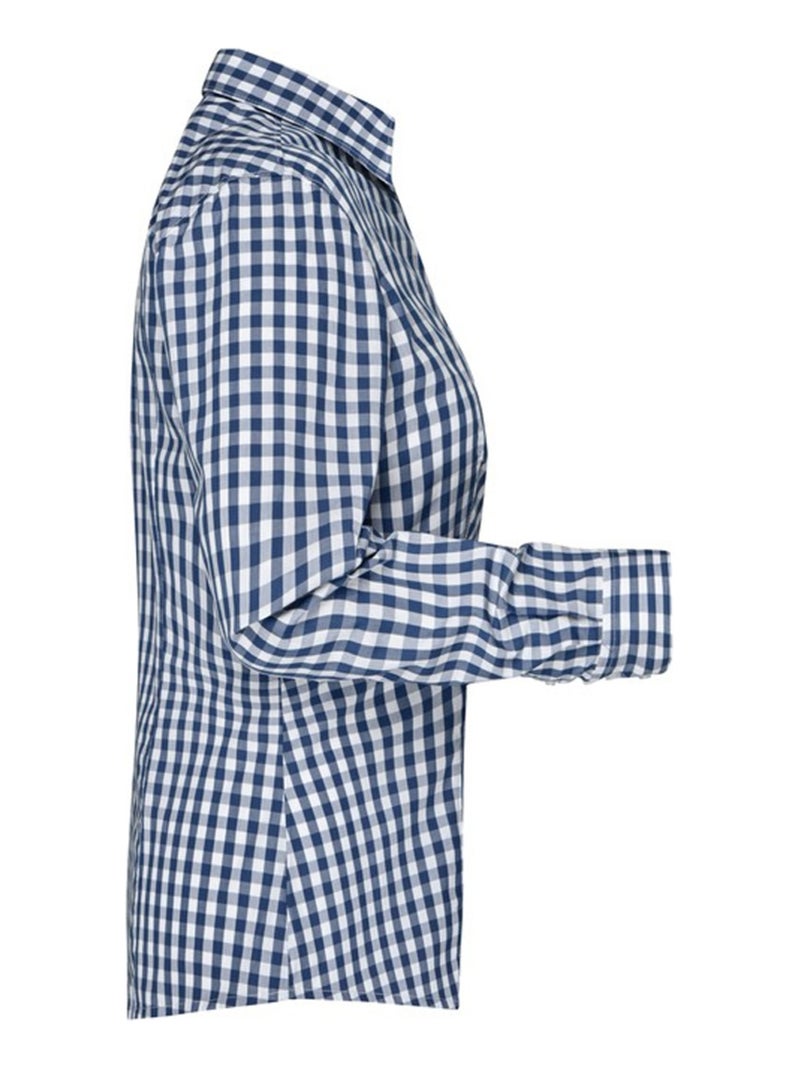 Blouse motif/style à carreaux - james and nicholson Bleu Bleu marine Blanc - Kiabi