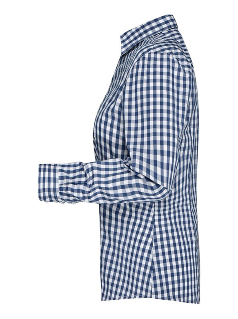 Blouse motif/style à carreaux - james and nicholson Bleu Bleu marine Blanc - Kiabi