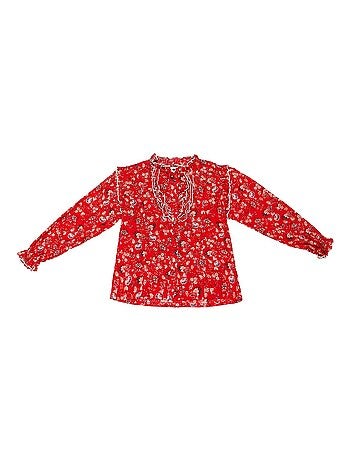 Blouse Noël Fleurie Col à Volants LILI ROSE - La Faute à Voltaire