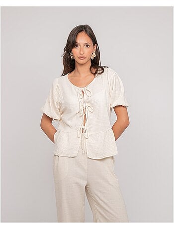 Blouse nouée gaze de conton OLERVIE