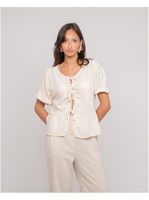 Blouse nouée gaze de conton OLERVIE - Kiabi