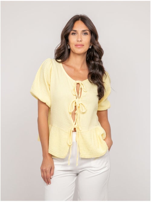 Blouse nouée gaze de conton OLERVIE - Kiabi