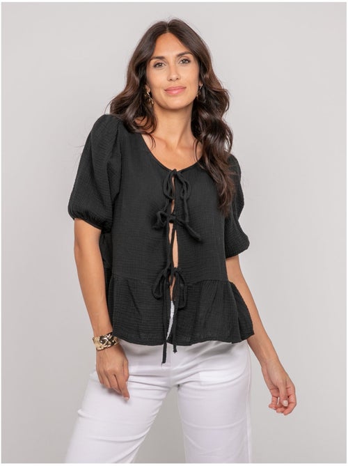 Blouse nouée gaze de conton OLERVIE - Kiabi