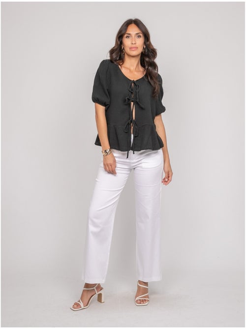 Blouse nouée gaze de conton OLERVIE - Kiabi
