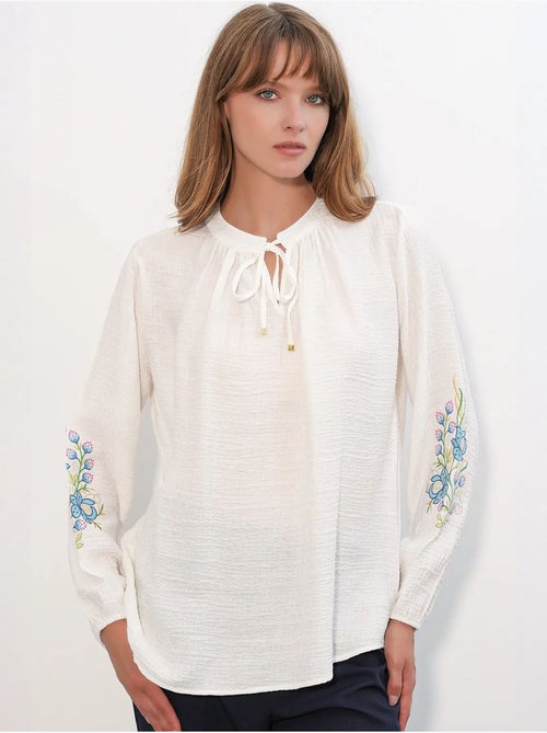 Blouse oversize en crêpe brodé bdart - Kiabi