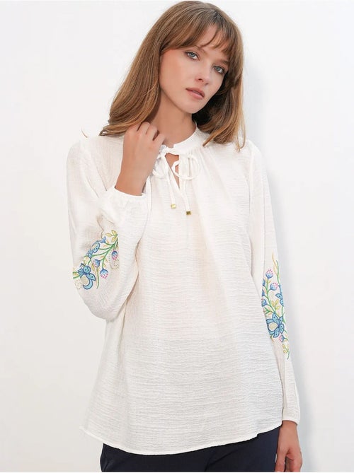 Blouse oversize en crêpe brodé bdart - Kiabi