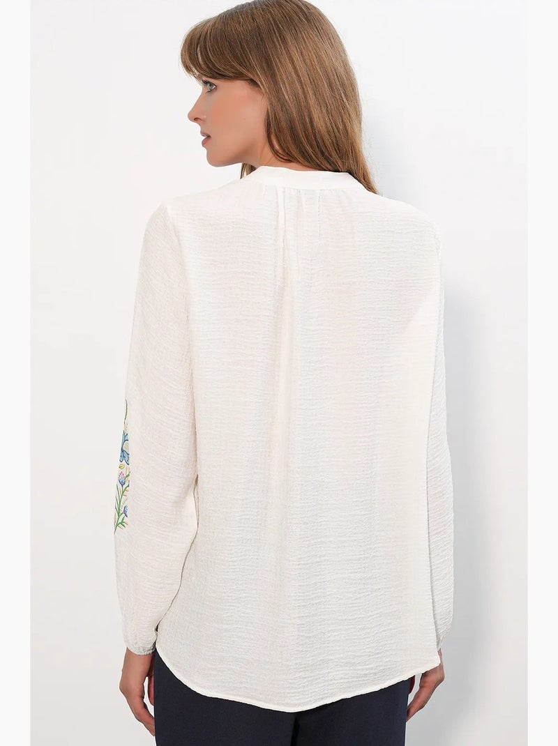 Blouse oversize en crêpe brodé bdart Blanc cassé - Kiabi