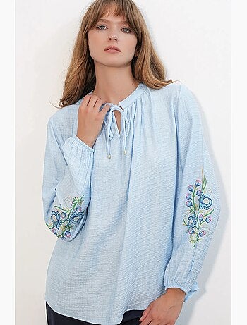 Blouse oversize en crêpe brodé bdart