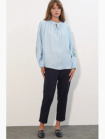 Blouse oversize en crêpe brodé bdart