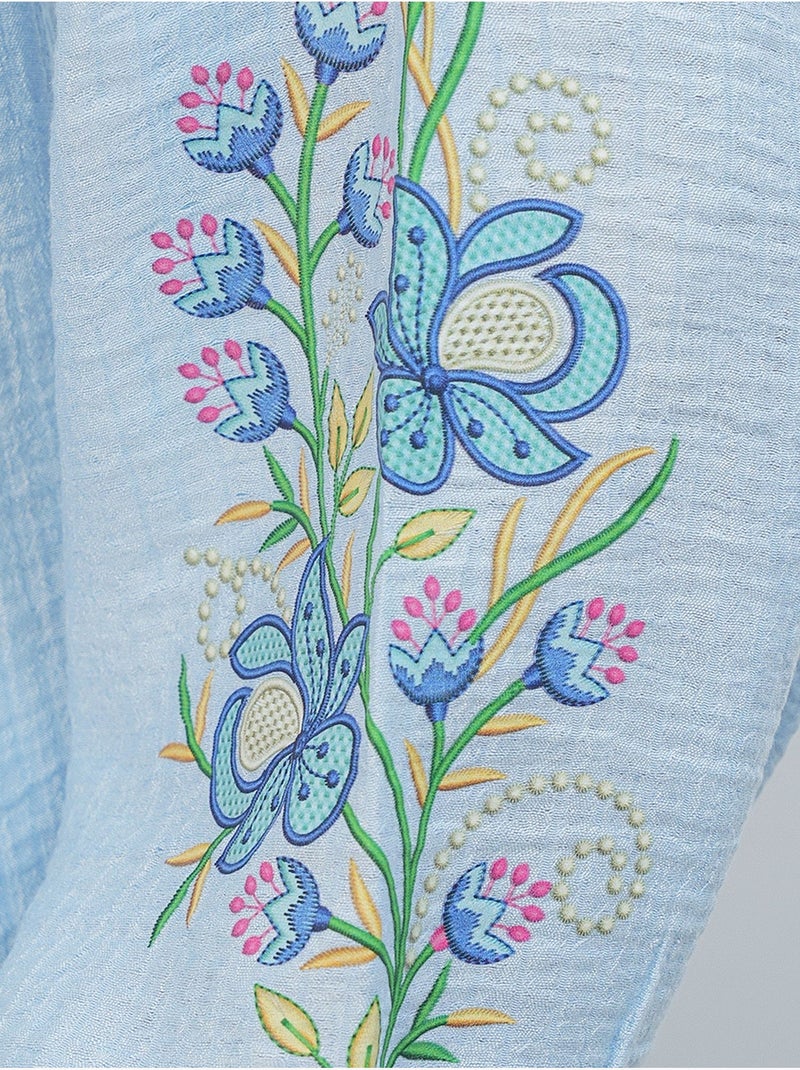Blouse oversize en crêpe brodé bdart Bleu ciel - Kiabi