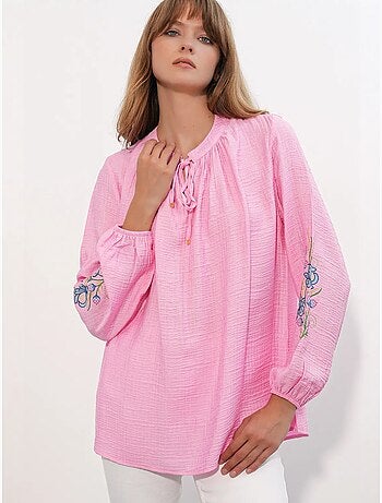 Blouse oversize en crêpe brodé bdart