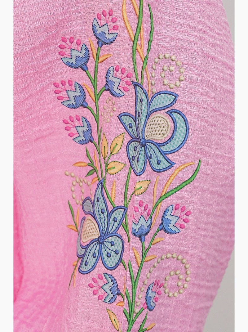 Blouse oversize en crêpe brodé bdart Rose fluo/Solinotes - Kiabi