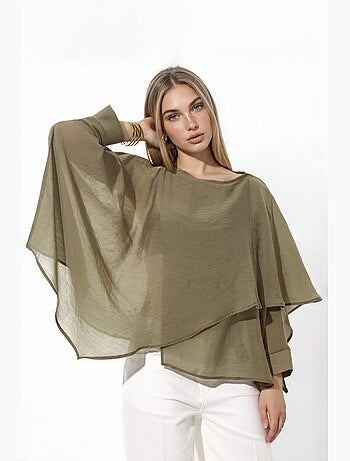 Blouse oversize légère et fluide en tissu tissé hiccup