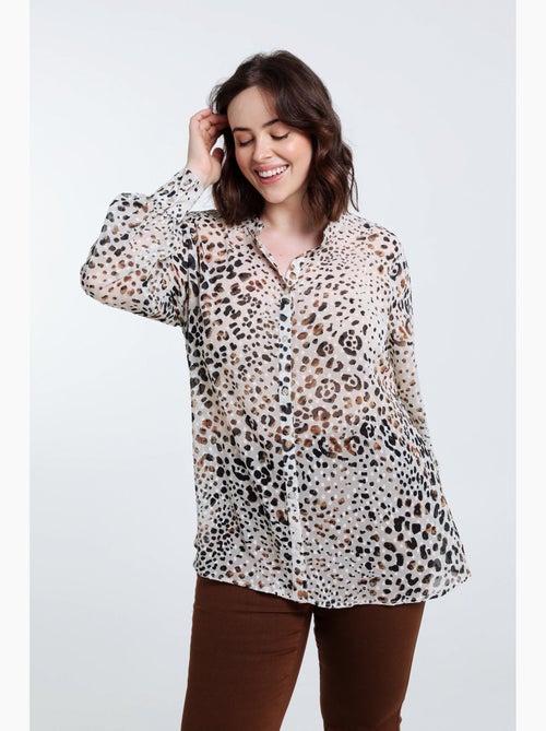 Blouse peau de bête avec plumetis PAPRIKA - Kiabi