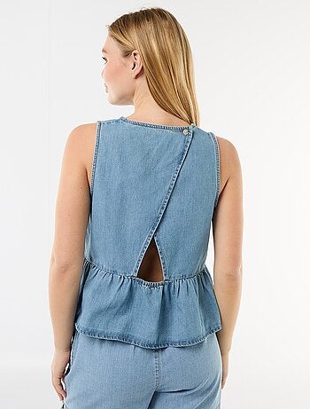Blouse peplum en jean sans manches
