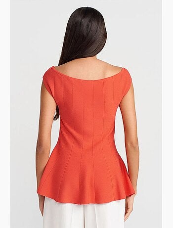 Blouse peplum en maille côtelée ajustée dilvin
