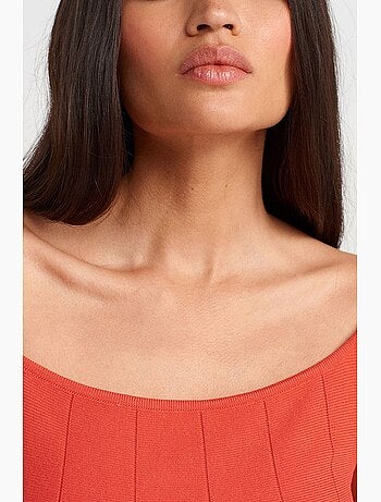 Blouse peplum en maille côtelée ajustée dilvin