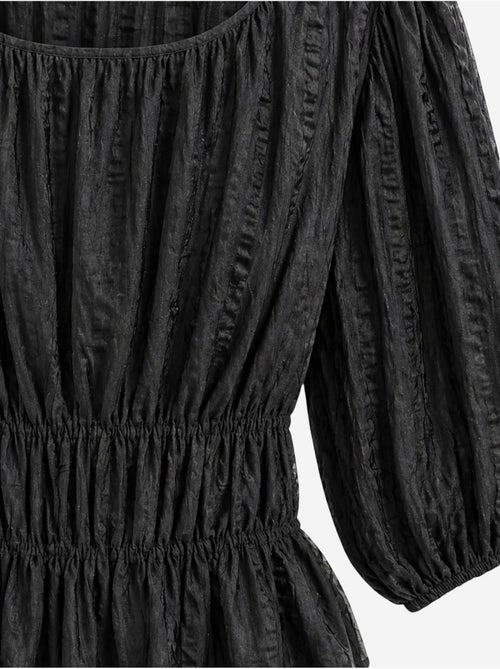 Blouse péplum texturée à col en u et manches trois-quarts mixray - Kiabi Blouse péplum texturée à col en u et manches trois-quarts mixray - Kiabi