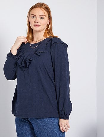 Blouse plastron volants