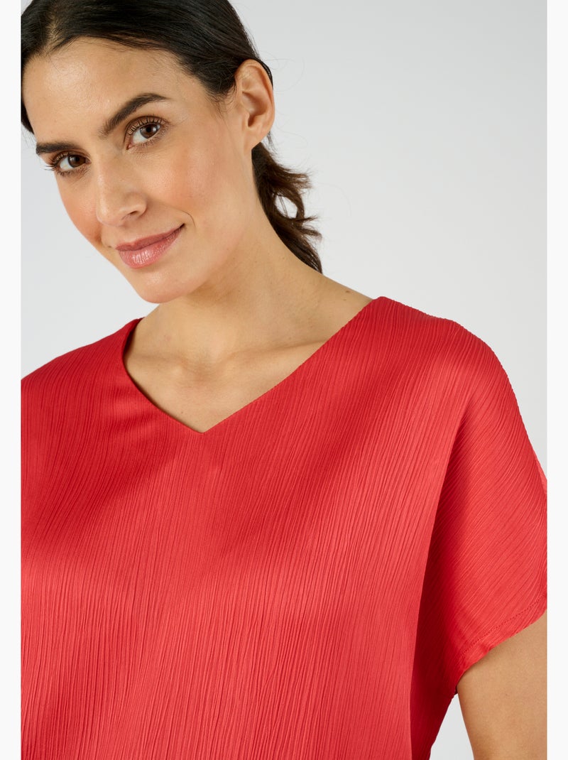 Blouse plissé permanent - Damart Rouge - Kiabi