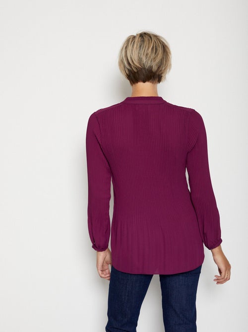 Blouse plissée col froufrou - Kiabi