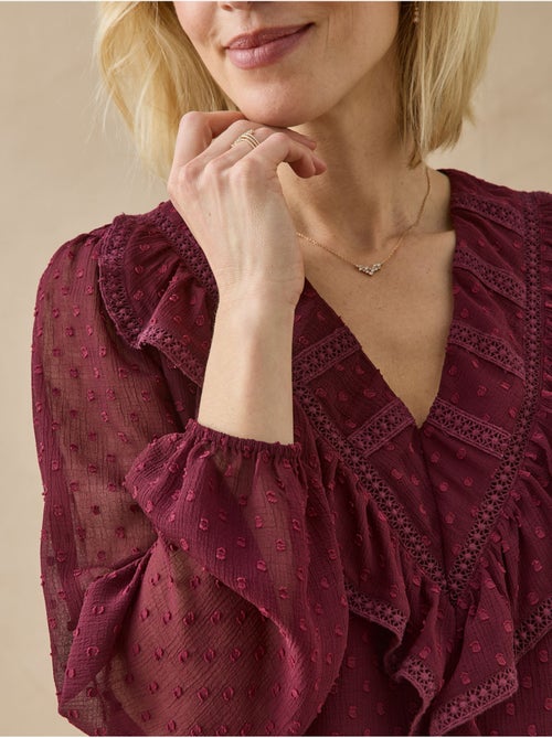 Blouse plumetis avec macramé - DAXON - Kiabi Blouse plumetis avec macramé - DAXON - Kiabi