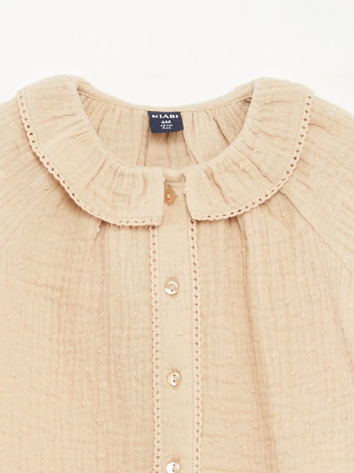 Blouse plumetis en gaze de coton - Kiabi