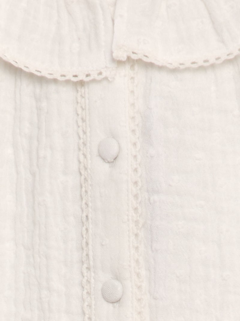 Blouse plumetis en gaze de coton blanc - Kiabi