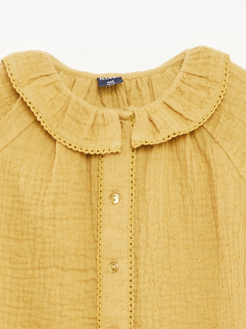Blouse plumetis en gaze de coton Jaune - Kiabi