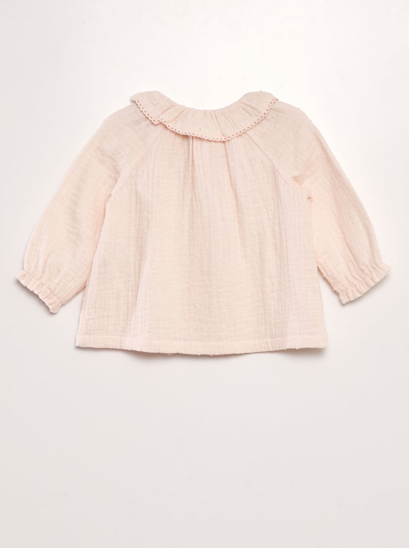 Blouse plumetis en gaze de coton Rose clair - Kiabi