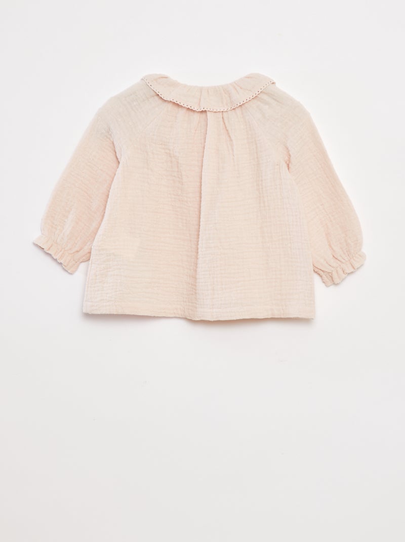 Blouse plumetis en gaze de coton Rose - Kiabi