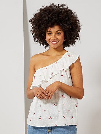 Blouse plumetis épaule asymétrique - Kiabi