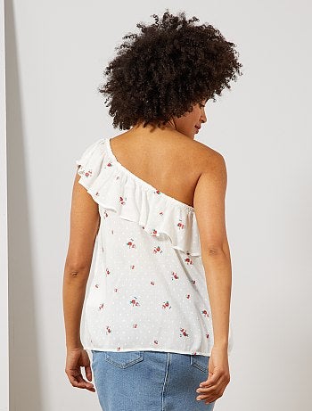 Blouse plumetis épaule asymétrique - Kiabi