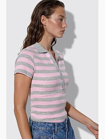Blouse polo rayée côtelée busem