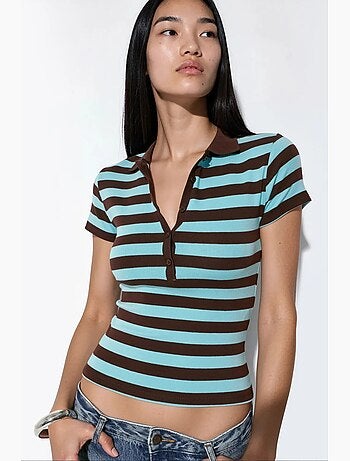Blouse polo rayée côtelée busem