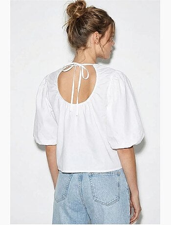 Blouse popeline coton à nouer devant lucci