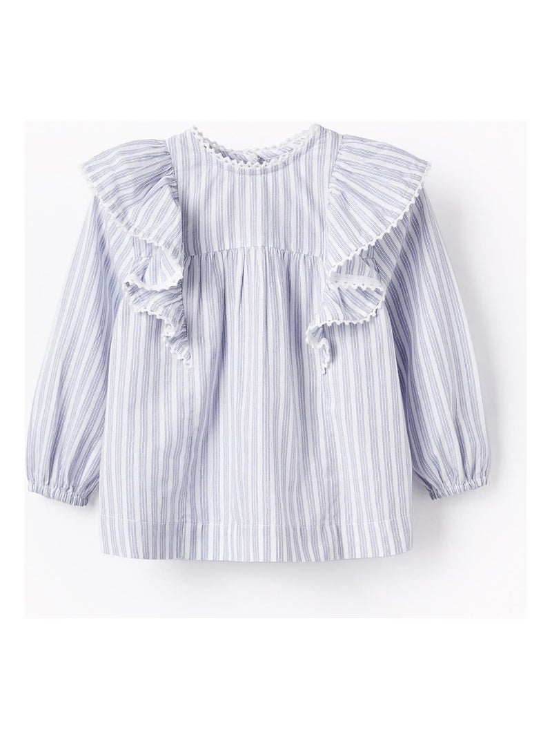 Blouse rayé, avec volants ATLANTIC COMPANY Blanc - Kiabi