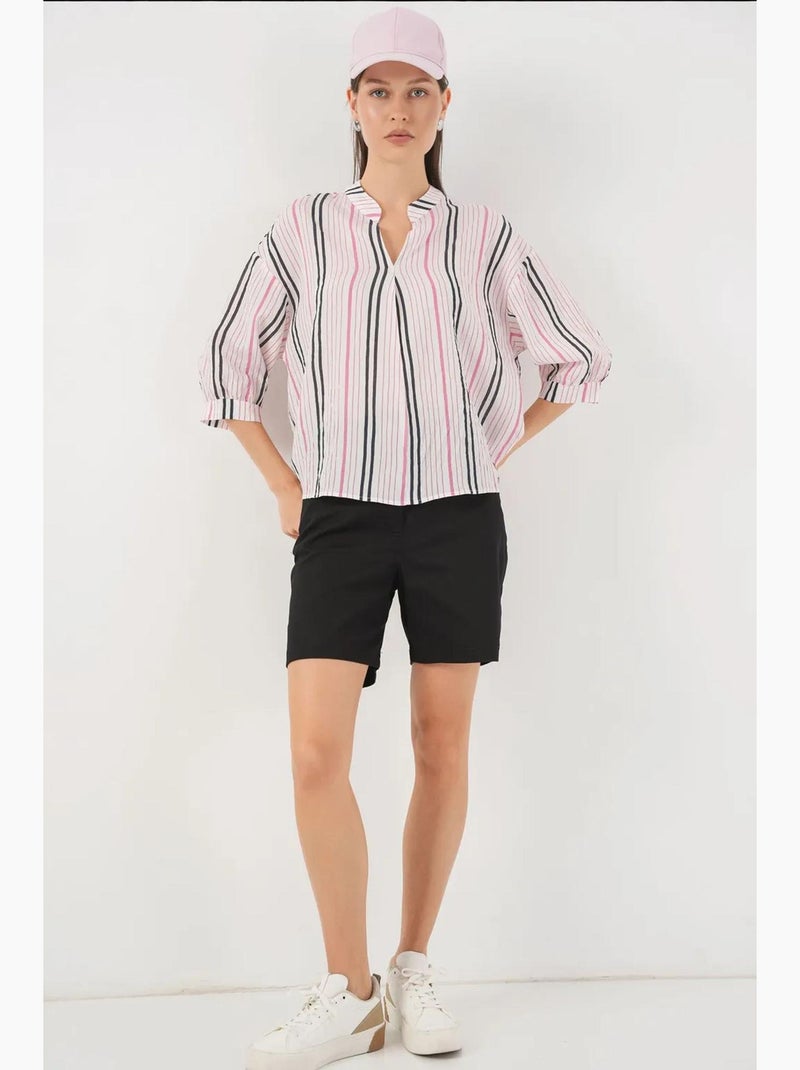 Blouse rayée à col en v bdart Rose - Kiabi