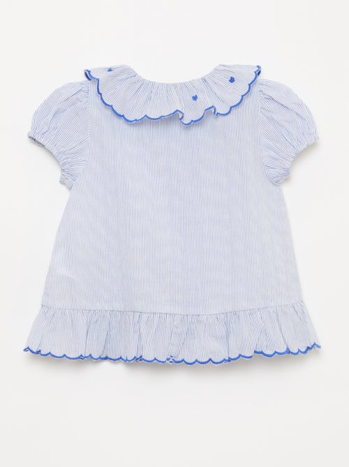 Blouse rayée à manches courtes et base volantée - Kiabi