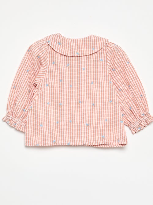 Blouse rayée à manches longues avec broderies 'fleurs' - Kiabi Blouse rayée à manches longues avec broderies 'fleurs' - Kiabi