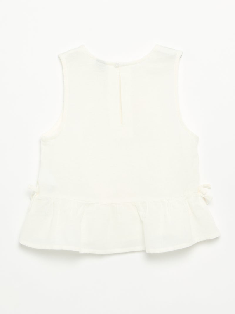 Blouse rayée avec nœuds fantaisie Blanc - Kiabi