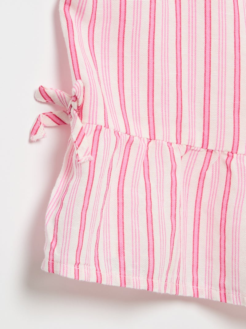 Blouse rayée avec nœuds fantaisie Rose - Kiabi