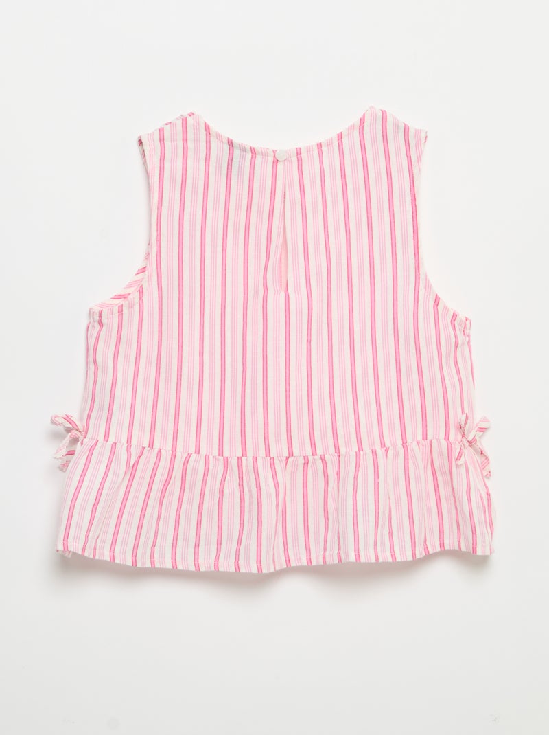 Blouse rayée avec nœuds fantaisie Rose - Kiabi