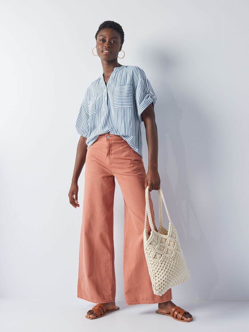 Blouse Chicory beige rayée