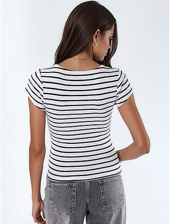 Blouse rayée en mélange de coton à col en v busem