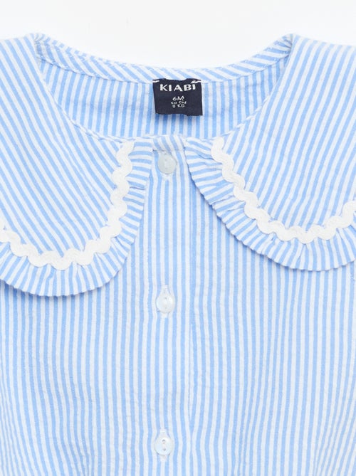 Blouse rayée en popeline en col claudine - Kiabi